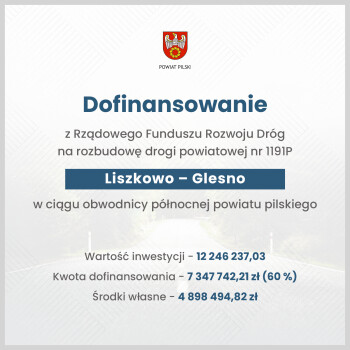 Powiat z dofinansowaniem na remont drogi Liszkowo - Glesno