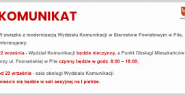 Czasowe zmiany w Wydziale Komunikacji
