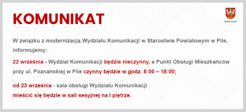 Czasowe zmiany w Wydziale Komunikacji