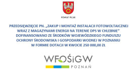Zakup i montaż instalacji fotowoltaicznej wraz z magazynami energii na terenie DPS w Chlebnie