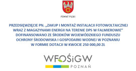 Zakup i montaż instalacji fotowoltaicznej wraz z magazynami energii na terenie DPS w Falmierowie