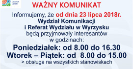 Ważne zmiany w wydziale komunikacji dla interesantów
