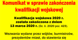 Komunikat w sprawie zakończenia kwalifikacji wojskowej