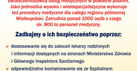 Zadbajmy o bezpieczeństwo pacjentów i personelu Szpitala Specjalistycznego w Pile