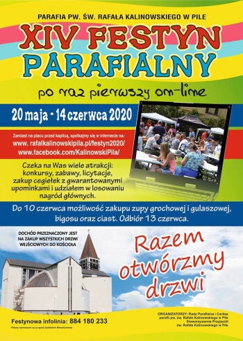 Festyn parafialny on-line. Wierni zbierają na drzwi do kościoła
