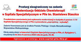 Przetarg na modernizację oddziału chemioterapii w szpitalu w Pile