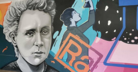 Mural Marii Skłodowskiej-Curie w I LO w Pile  
