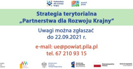 Strategia terytorialna ''Partnerstwa dla rozwoju Krajny". Można zgłaszać uwagi