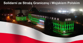 Budynek Starostwa na zielono w podziękowaniu dla Służby Granicznej 