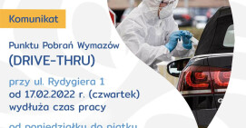 Punkt Pobierania Wymazow DRIVE THRU wydłużył godziny pracy 
