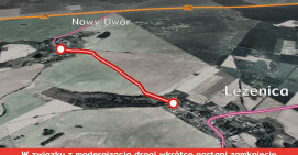Od 22 lutego odcinek drogi Nowy Dwór-Leżenica będzie zamknięty