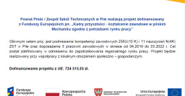 „Kadry przyszłości - kształcenie zawodowe w pilskim Mechaniku zgodne z potrzebami rynku pracy”