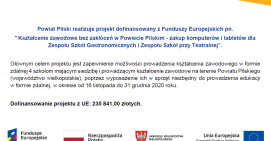 Kształcenie zawodowe bez zakłóceń w Powiecie Pilskim - zakup komputerów i tabletów dla Zespołu Szkół Gastronomicznych i Zespołu Szkół przy Teatralnej