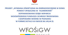 Wymiana oświetlenia na energooszczędne w Domu Pomocy Społecznej w Falmierowie