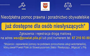 Harmonogram  i Lista jednostek nieodpłatnego poradnictwa  na terenie Powiatu Pilskiego