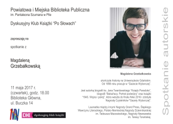 Spotkanie autorskie z Magdaleną Grzybałkowską