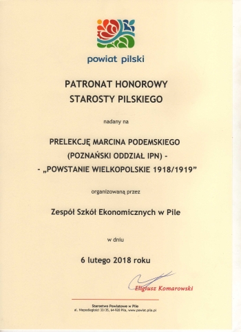 „Powstanie Wielkopolskie 1918-1919” - prelekcja Marcina Podemskiego z poznańskiego oddziału IPN