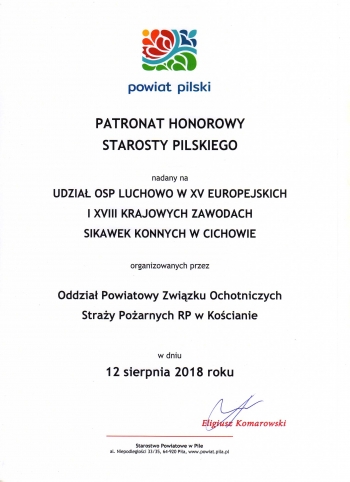 Udział OSP Luchowo w XV Europejskich i XVIII Krajowych Zawodach Sikawek Konnych w Cichowie