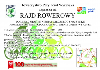 Rajd Rowerowy po gminie Wyrzysk śladami Powstańców Wielkopolskich
