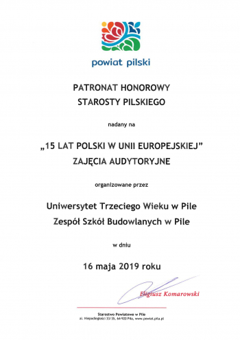 "15 lat Polski w Unii Europejskiej". Zajęcia Audytoryjne