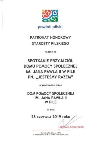 Spotkanie Przyjaciół Domu Pomocy Społecznej im. Jana Pawła II w Pile pn. "Jesteśmy Razem"   