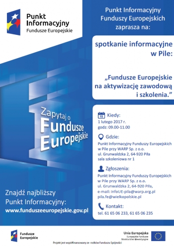 Spotkanie „Fundusze Europejskie na aktywizację zawodową i szkolenia”
