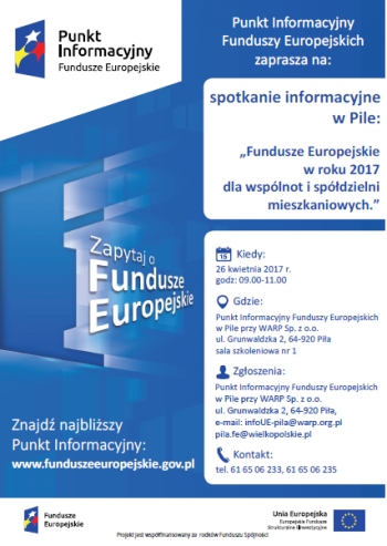 Bezpłatne spotkanie informacyjne „Fundusze Europejskie dla wspólnot i spółdzielni mieszkaniowych”