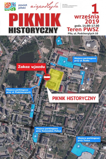 Parkingi dostępne 1 września w pobliżu PWSZ w Pile podczas insceniazacji historycznych 