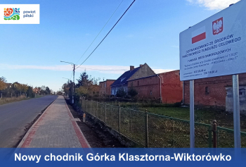 Nowy chodnik Górka Klasztorna-Wiktorówko. Jest bezpieczniej