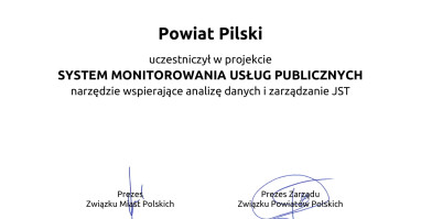 Otrzymaliśmy certyfikat za System Monitorowania Usług Publicznych