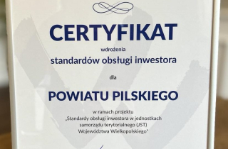 certyfikat dla Powiatu Pilskiego